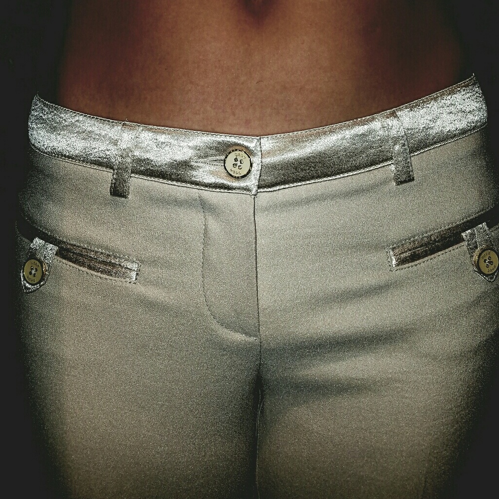 🙊 bebe 💋 Satin RiBBoN Gold Buttons 3/4 SeXy Pleat
